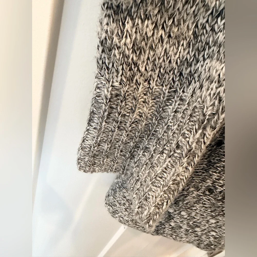 Debbie Morgan Gray Open Knit Cardigan Waterfall Draped Sweater | M - Picture 3 of 8